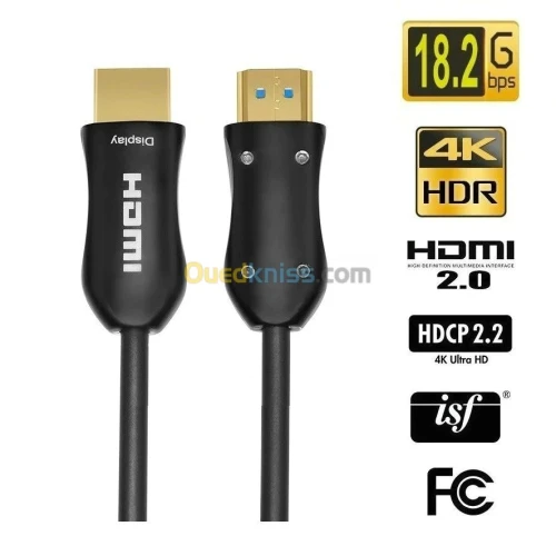 CABLE HDMI 4K 2.0 FIBRE OPTIQUE 10Metre 15M/20M/30M/40M/50M/70M/80M/100M