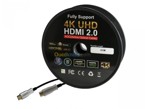 CABLE HDMI 4K 2.0 FIBRE OPTIQUE 10Metre 15M/20M/30M/40M/50M/70M/80M/100M