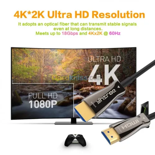 CABLE HDMI 4K 2.0 FIBRE OPTIQUE 10Metre 15M/20M/30M/40M/50M/70M/80M/100M
