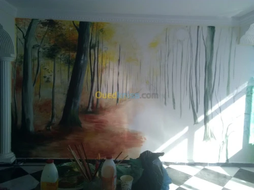 Décoration peinture cascade grotte