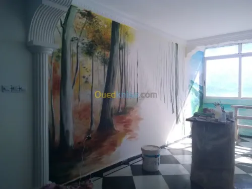 Décoration peinture cascade grotte