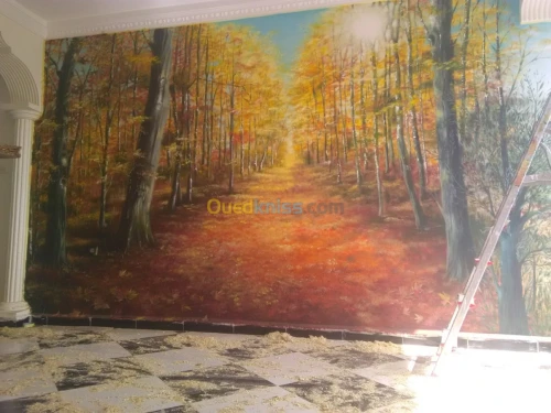 Décoration peinture cascade grotte