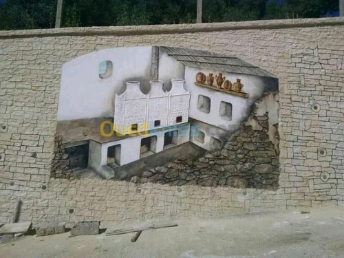 Décoration peinture cascade grotte