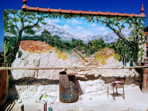 Décoration peinture cascade grotte