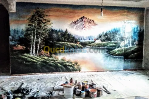 Décoration peinture cascade grotte