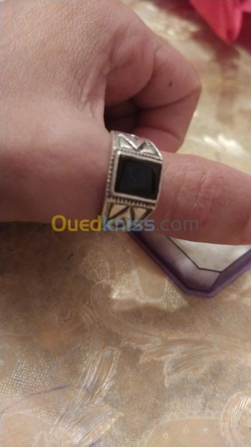 Bague argent avec piar noir uk