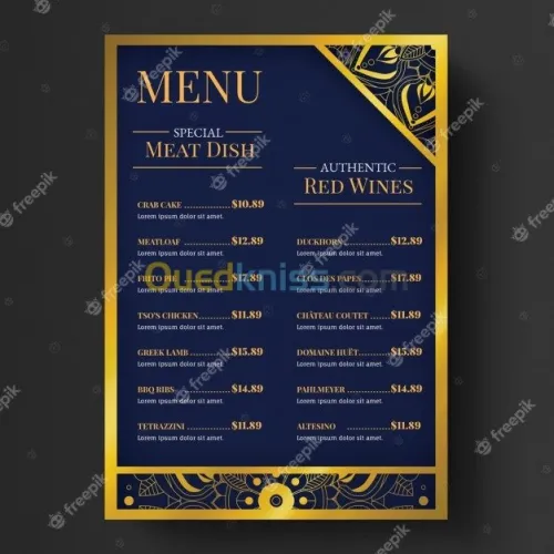Creation menu luxe de grande qualités