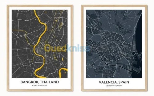 cadre decoratif avec cartes maps 