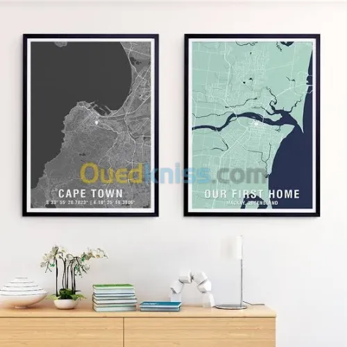 cadre decoratif avec cartes maps 