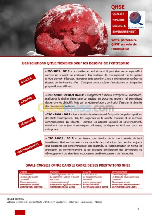 Certification ISO 9001, 22000, 14001..