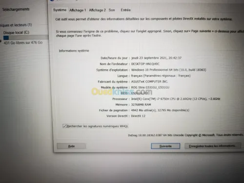 Asus Rog G531GU-i7/1660ti/32GB ram/512