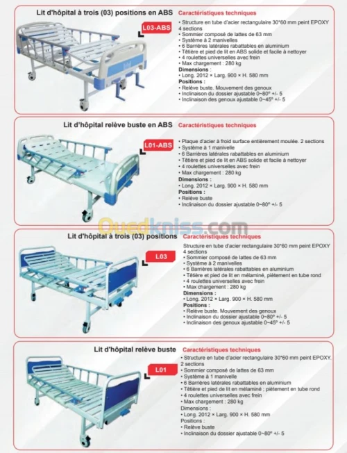 Lit médicalisé D'hôpital pro