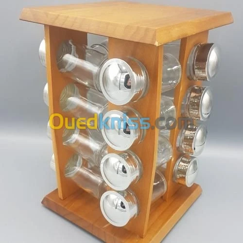 Porte Rotatif A Épices En Bois 16 pot