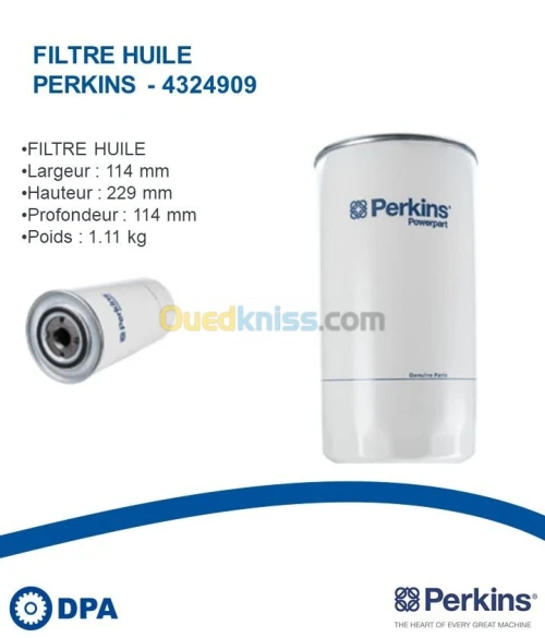 Filtre a huile d'origine Perkins 