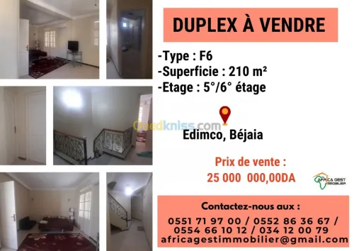 Vente Duplex F6 Bejaia Bejaia