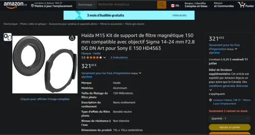 Kit Haida Porte-filtres-M15 avec Bague d'adaptation + 04 Filtres pro pour Optic Sony