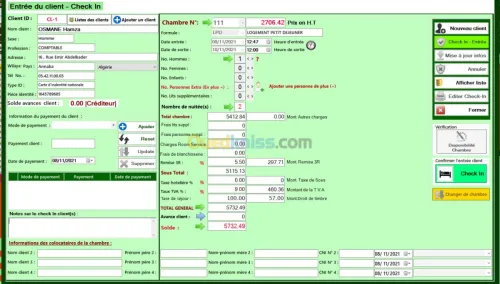Logiciel gestion  hôtelière complète