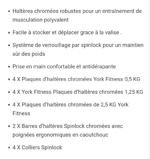 valise de musculation 20 et 15 klg