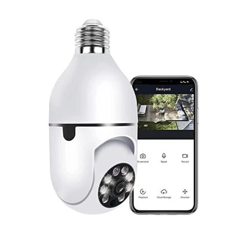  Caméra à ampoule Wifi sans fil à 360 degrés, Version nocturne, sécurité