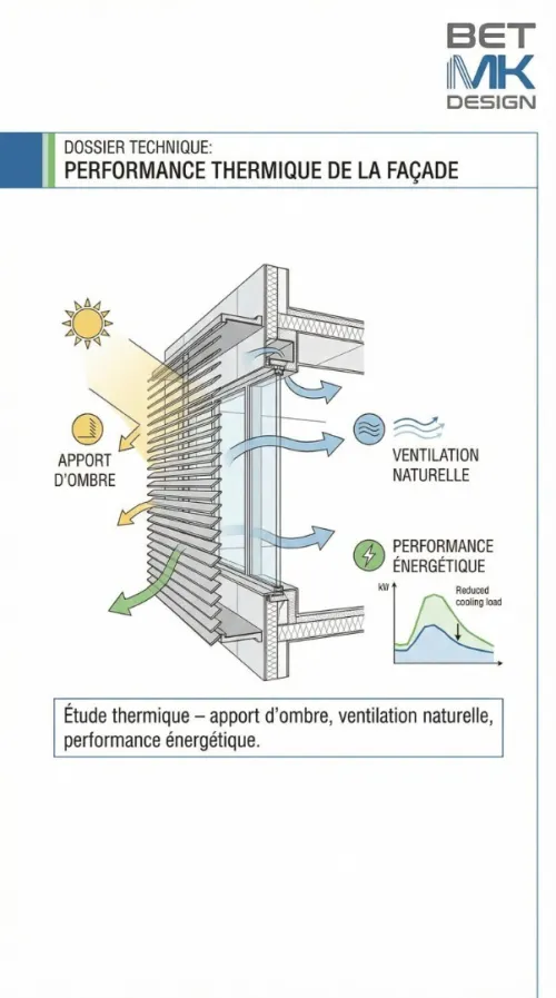 étude et réalisation de Façade secondaire en Aluminium Paramétrique