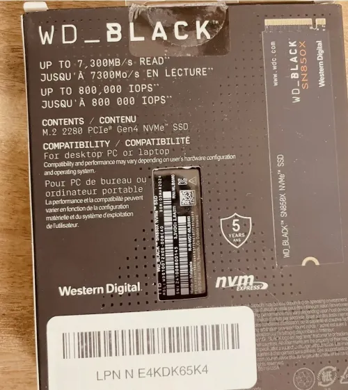 WD Black SN850X PCIe Gen 4 NVMe SSD 1TB Pour PS5-Laptop-PC Bureau 7300mb par second -- PROMOTION