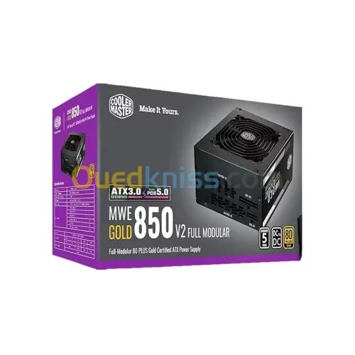 ALIMENTATION COOLER MASTER MWE 850W V2 80PLUS GOLD FULL MODULAIRE ATX 3.0 PCIE 5.0