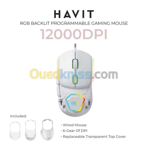 SOURIS HAVIT HV-MS965-WH RGB PROGRAMMABLE GAMING MOUSE