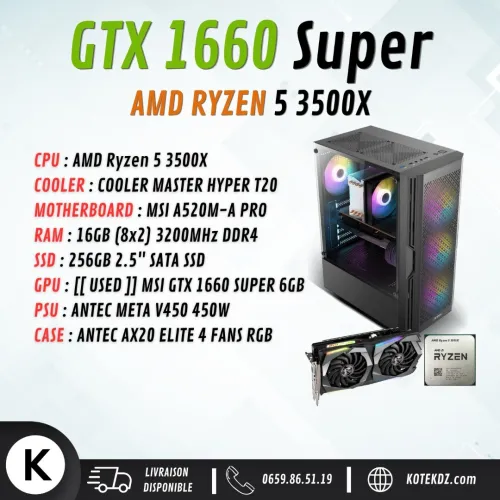 [[ PROMO ]] CONFIG PC GAMER - RYZEN 5 3500X / GTX 1660 SUPER 6GB / 16GB RAM DDR4 / 256GB SSD