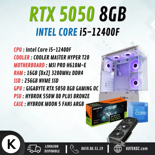 [[ PROMO ]] CONFIG PC GAMER - INTEL I5-12400F / RTX 5050 8GB / 16GB RAM DDR4 / 256GB SSD