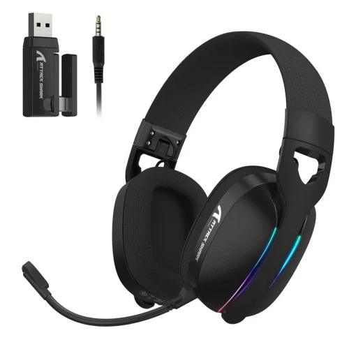 CASQUE ATTACK SHARK L90 RGB Ultra-Light Tri-Mode (BT/2.4G/3.5mm) Wireless BLACK