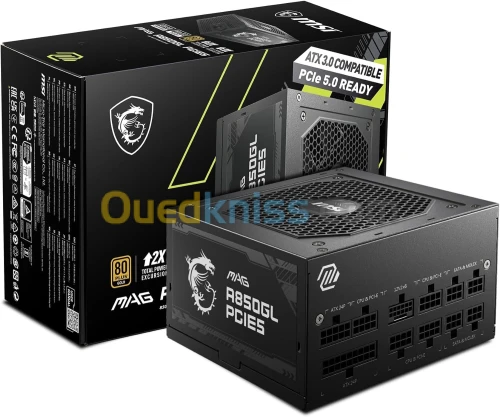 ALIMENTATION MSI MAG A850GL 850w 80PLUS GOLD PCIE5 BLACK