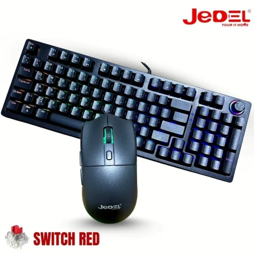 COMBO CLAVIER Mécanique + SOURIS  JEDEL CKL114 100% RGB RED SWITCH