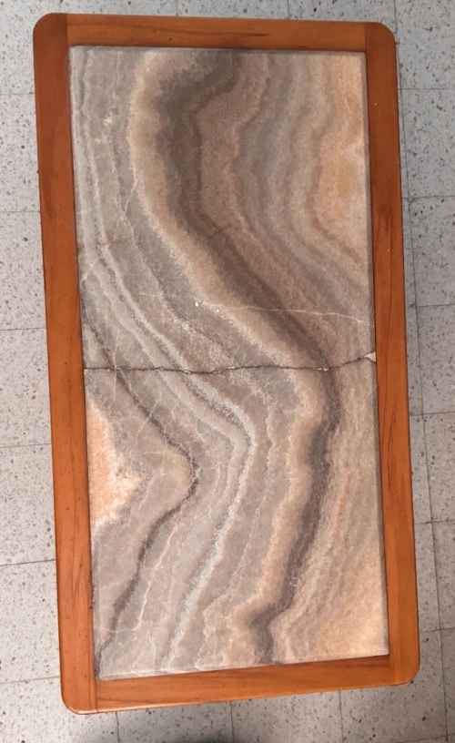 Table basse en bois et marbre vintage