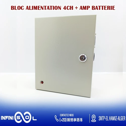 BLOC ALIMENTATION 4CH 12V 5A AVEC BATTERIE 