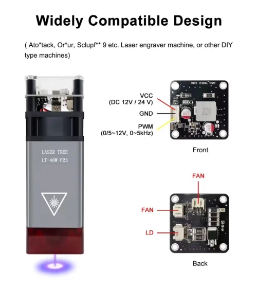 Module Tête Laser CNC 40W, رأس ليزر فقط