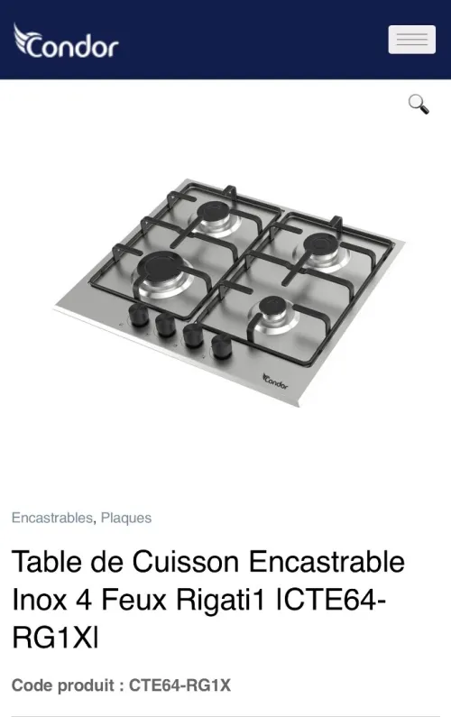 Plaque chauffante condor 