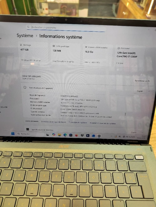 Acer Swift i7 12eme