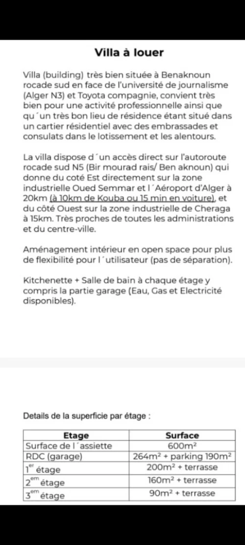 Location Villa Alger Ben aknoun