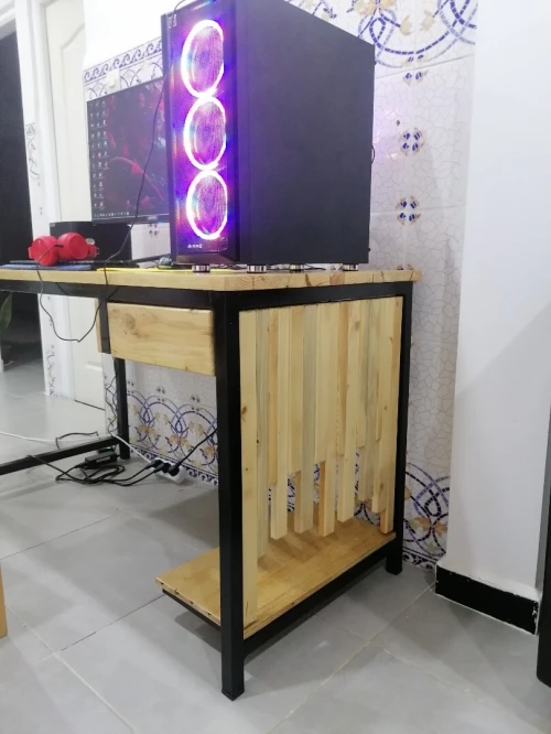 Bureau PC en bois et métal
