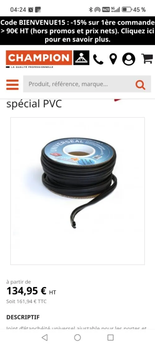 Joint d étanchéité universel ajustable pour les portes et fenêtres PVC