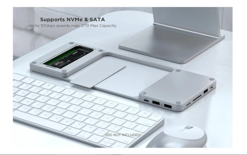 SATECHI Dock USB-C Slim pour iMac 24" avec Boîtier sans Outil pour M.2 Pcie Nvme Et Disques SSD Sata