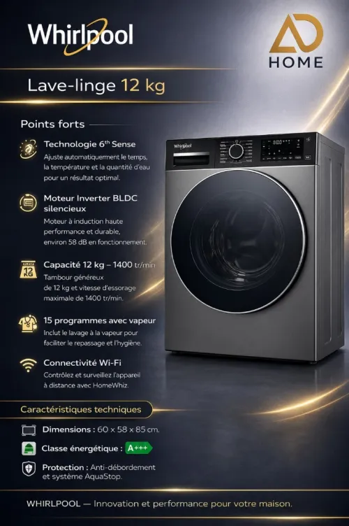 MACHINE A LAVER WHIRLPOOL FRONTALE WFLG12143SDZ 12 KG DARK INOX