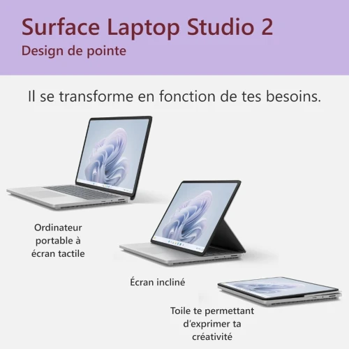MICROSOFT SURFACE LAPTOP STUDIO 2 / I7 13TH GEN / 32GB RAM / 1TB / NVIDIA GEFORCE RTX 4050 GPU / PLATINIUM 14.4"