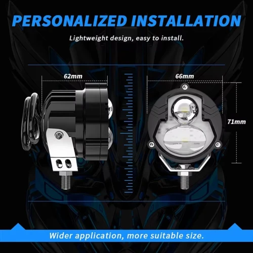 Projecteurs LED Moto Anti-Brouillard  Kit 2 Lampes Haute Puissance