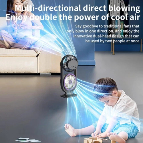 Ventilateur USB Double Tête  Refroidissement Réglable 3 Modes