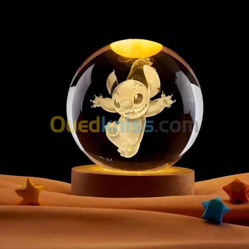 Lampe boule de projection en cristal 3D Stitch