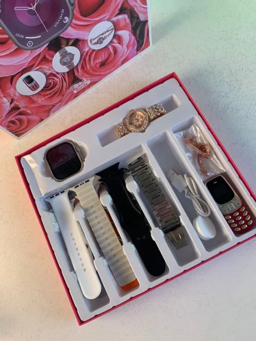 Pack Ultra X2 Femme  Smartwatch + Montre+ Bracelets + Mini Téléphone Portable