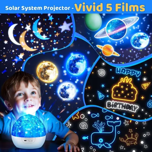 Projecteur Ciel Étoilé Enfant  Système Solaire Rotatif 360 + 5 Films Planètes