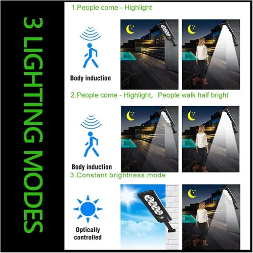 Lampadaire solaire étanche IP67 avec télécommande  مصباح خارجي