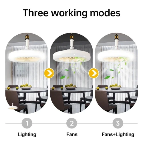 Plafonnier Ventilateur 2-en-1  Éclairage LED et Ventilation Moderne Silencieuse avec Télécommande 30W 220V